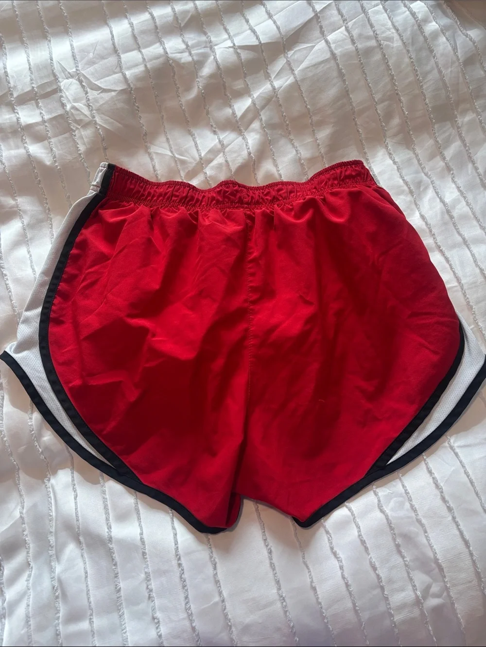 Nike Red and White Women's Running Shorts with Black Trim
